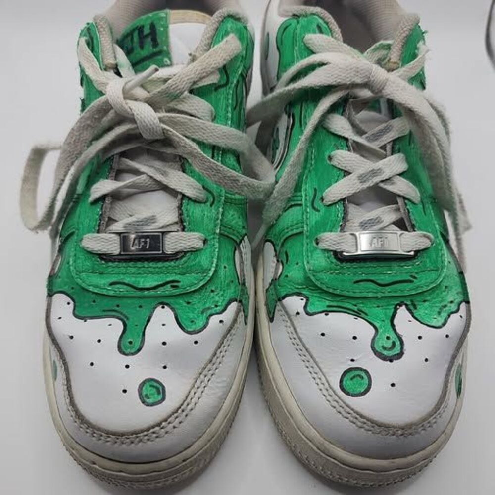 Nike 314192 117 Air Force 1 US 7y Unisex. Sneakers - White And Green